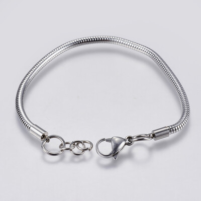 304 Stainless Steel Snake Chain Bracelet Makings with Lobster Claw Clasps Stainless Steel Color 7-78"20cm 3mm Hole 4mm
304 Stainless Steel Snake Chain Bracelet Makings with Lobster Claw Clasps Stainless Steel Color 7-78"20cm 3mm Hole 4mm