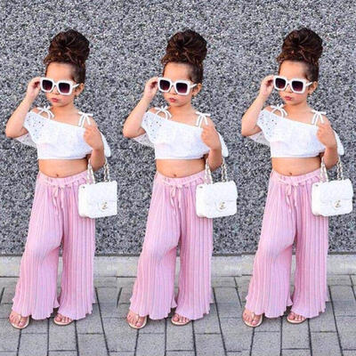 New Toddler Girl Off Shoulder Stripe Lace Crop Top Wide Leg Pants Casual Children Clothes
New Toddler Girl Off Shoulder Stripe Lace Crop Top Wide Leg Pants Casual Children Clothes