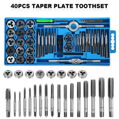 40Pcsset Professional M3-M12 Metric Tap Wrench&Die Pro Set Nut Bolt Alloy Metal Hand Tools
40Pcsset Professional M3-M12 Metric Tap Wrench&Die Pro Set Nut Bolt Alloy Metal Hand Tools