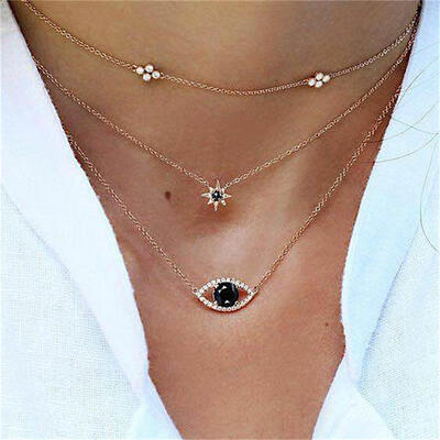 Women Necklace Bohemian Stars Eyes Geometric Multicolor Crystal Pendant Multilayer Gold Necklace Female Temperament Jewelry
Women Necklace Bohemian Stars Eyes Geometric Multicolor Crystal Pendant Multilayer Gold Necklace Female Temperament Jewelry