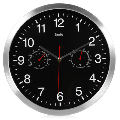32cm Silent Wall Metal Clock Thermometer Hygrometer Quiet Sweep Movement No-ticking Home Art Decor
32cm Silent Wall Metal Clock Thermometer Hygrometer Quiet Sweep Movement No-ticking Home Art Decor