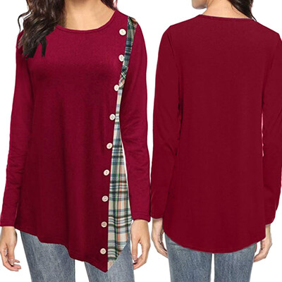 Nomeni Women Casual O-Neck Long Sleeve Button Plaid Patchwork Irregular Hem Top Blouse
Nomeni Women Casual O-Neck Long Sleeve Button Plaid Patchwork Irregular Hem Top Blouse