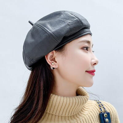 Korean autumn&winter new bud hat female black beret PU Leather Vintage pumpkin painter hat wholesale
Korean autumn&winter new bud hat female black beret PU Leather Vintage pumpkin painter hat wholesale