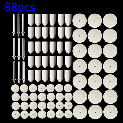 88pcsSet Felt Polishing Pad Buffing Clean Wheels with Mandrel for Rotary Tool