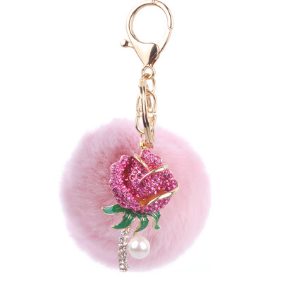 Korean fashion pink rose keychain creative rex rabbit plush ball car bag pendant small gifts
Korean fashion pink rose keychain creative rex rabbit plush ball car bag pendant small gifts