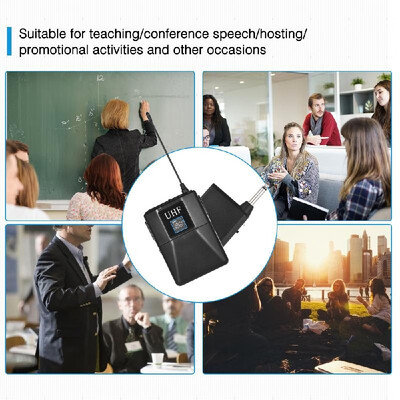 Professional UHF Wireless Microphone System Transmitter Receiver Set with Unidirectional Lavalier Lapel Mic for Teaching Conferenc
Professional UHF Wireless Microphone System Transmitter Receiver Set with Unidirectional Lavalier Lapel Mic for Teaching Conferenc