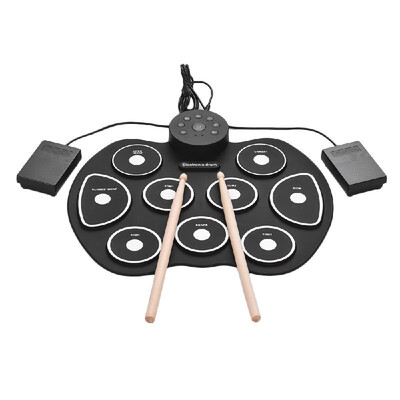 Compact Size USB Roll-Up Silicon Drum Set Digital Electronic Drum Kit 9 Drum Pads with Drumsticks Foot Pedals for Beginners Childr
Compact Size USB Roll-Up Silicon Drum Set Digital Electronic Drum Kit 9 Drum Pads with Drumsticks Foot Pedals for Beginners Childr