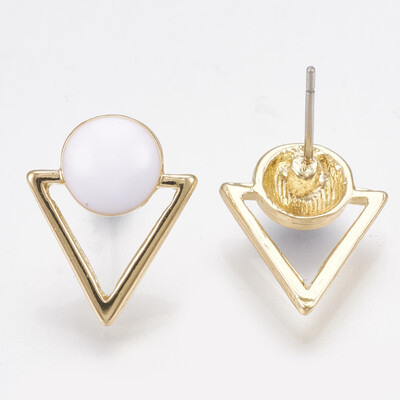 Alloy Stud Earrings with Enamel Triangle with Flat Round Light Gold White 16x13mm Pin 07mm
Alloy Stud Earrings with Enamel Triangle with Flat Round Light Gold White 16x13mm Pin 07mm