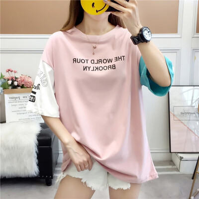 Women Summer T-shirt Loose Letter Print Patchwork Half Sleeve Stitching Comfortable T-shirt tshirt Tee
Women Summer T-shirt Loose Letter Print Patchwork Half Sleeve Stitching Comfortable T-shirt tshirt Tee