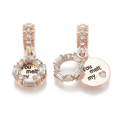 Alloy European Dangle Beads with Rhinestone Large Hole Pendants Flat Round with Word Rose Gold Crystal 25mm Hole 45mm
Alloy European Dangle Beads with Rhinestone Large Hole Pendants Flat Round with Word Rose Gold Crystal 25mm Hole 45mm