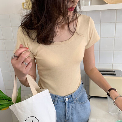 Women ClothesTshirt Womens Short Sleeve Sexy Backless Round Neck Solid Casual Back Bow Knitted T-Shirt
Women ClothesTshirt Womens Short Sleeve Sexy Backless Round Neck Solid Casual Back Bow Knitted T-Shirt