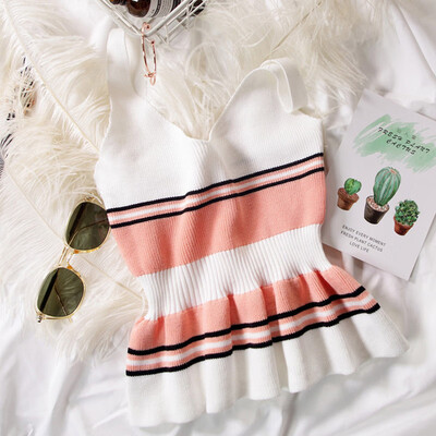 New Contrast Striped Tank top Camisole Vest Sweater Camisole Tops Womens High Waist Ruffled Camisole top femme 
New Contrast Striped Tank top Camisole Vest Sweater Camisole Tops Womens High Waist Ruffled Camisole top femme