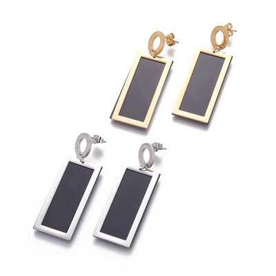304 Stainless Steel Stud Earrings with Plastic Rectangle Mixed Color 53mm Pendant 40x18x2mm Pin 08mm
304 Stainless Steel Stud Earrings with Plastic Rectangle Mixed Color 53mm Pendant 40x18x2mm Pin 08mm
