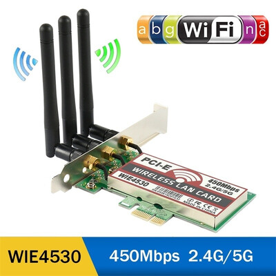 450Mbps Wireless WiFi PCI-E Network Adapter LAN Card Antennas Desktop PC AC990
450Mbps Wireless WiFi PCI-E Network Adapter LAN Card Antennas Desktop PC AC990
