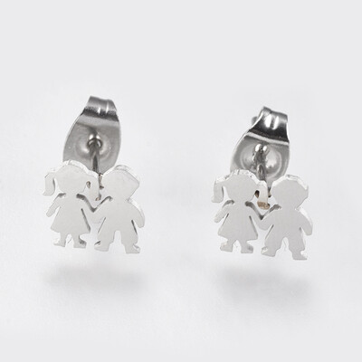 304 Stainless Steel Stud Earrings Boy with Girl Stainless Steel Color 7x8x1mm Pin 08mm
304 Stainless Steel Stud Earrings Boy with Girl Stainless Steel Color 7x8x1mm Pin 08mm