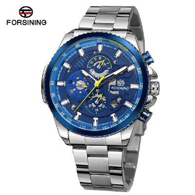 FORSINING Men Three Dials Stainless Steel Band Calendar Analog Watch Waterproof Automatic Mechanical Wrist Watch
FORSINING Men Three Dials Stainless Steel Band Calendar Analog Watch Waterproof Automatic Mechanical Wrist Watch