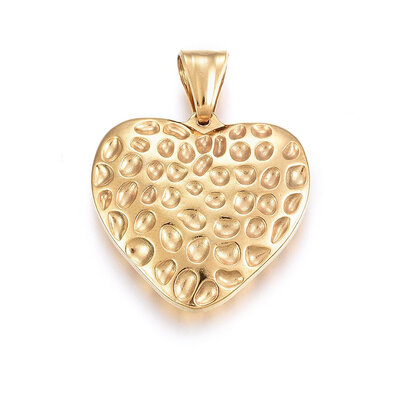 304 Stainless Steel Pendants Large Hole Pendants Hammered Heart Golden 275x28x5mm Hole 9x5mm
304 Stainless Steel Pendants Large Hole Pendants Hammered Heart Golden 275x28x5mm Hole 9x5mm