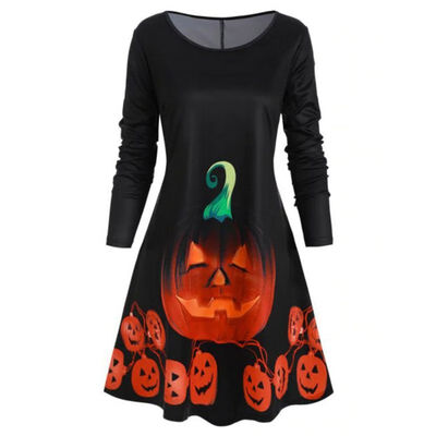 Winter Dress Women Halloween Festival All-match Elegant Pumpkin Print Long Sleeves Round Neck Loose A Line Party Dress vestidos
Winter Dress Women Halloween Festival All-match Elegant Pumpkin Print Long Sleeves Round Neck Loose A Line Party Dress vestidos