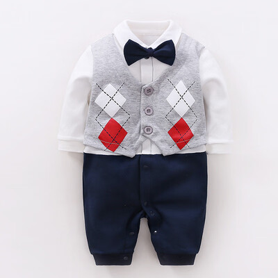 Infant Baby Gentleman Fake 2 Piece Design Long Sleeve Rompers Kids Boys Bodysuit With Bowknot Jumpsuit Newborn Clothes
Infant Baby Gentleman Fake 2 Piece Design Long Sleeve Rompers Kids Boys Bodysuit With Bowknot Jumpsuit Newborn Clothes