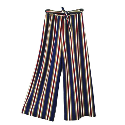 Stripe casual pants women bottom Sash high waist wide leg pants Elastic summer beach trousers female spring
Stripe casual pants women bottom Sash high waist wide leg pants Elastic summer beach trousers female spring