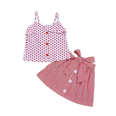 Summer New Kids Girls Clothing Sets Cotton Sleeveless Polka Dot Strap Girls Blouse Striped Skirts Outfits Children Suits 1-6Y
Summer New Kids Girls Clothing Sets Cotton Sleeveless Polka Dot Strap Girls Blouse Striped Skirts Outfits Children Suits 1-6Y
