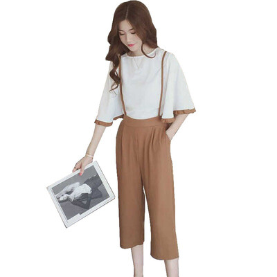 Summer Fashion Butterfly Sleeve O-Neck Top And Overalls Set 2 Piece Set Women New Shirt Solid Color Trousers Two Piece Set
Summer Fashion Butterfly Sleeve O-Neck Top And Overalls Set 2 Piece Set Women New Shirt Solid Color Trousers Two Piece Set