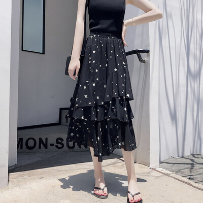 Summer Autumn Women Midi Skirts Ruffles Ladies Star Print Double Layers Flare Skirt High Waist Female Tutu Skirt
Summer Autumn Women Midi Skirts Ruffles Ladies Star Print Double Layers Flare Skirt High Waist Female Tutu Skirt