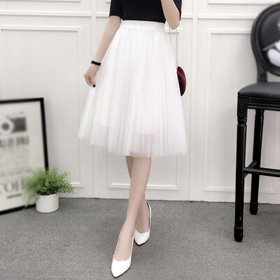 Elegant Elastic High Waist Skirts Women Tulle Skirts Vintage Pleated Knee-Length Skirts Multi-Layer Mesh Tutu Skirt
Elegant Elastic High Waist Skirts Women Tulle Skirts Vintage Pleated Knee-Length Skirts Multi-Layer Mesh Tutu Skirt