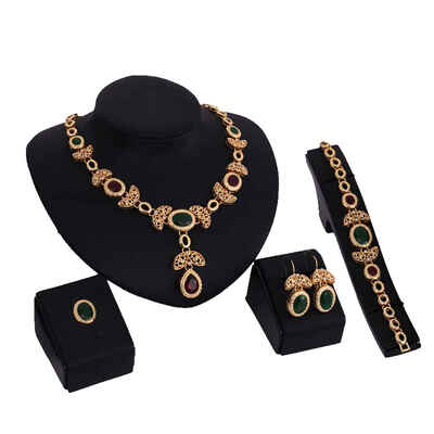 Exquisite Oval Shape Red Green Gemstones Pendants Joining Geometric Wide Chains Jewelry Set
Exquisite Oval Shape Red Green Gemstones Pendants Joining Geometric Wide Chains Jewelry Set
