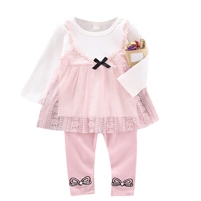 Spring Autumn Baby Girls Casual Cute Lace Design Long Sleeve Dress With Cropped Trousers Kids Toddler Sundress Two-piece Set
Spring Autumn Baby Girls Casual Cute Lace Design Long Sleeve Dress With Cropped Trousers Kids Toddler Sundress Two-piece Set