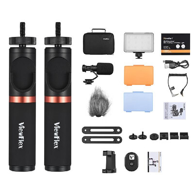 ViewFlex VF-H7 Smartphone Video Rig Dual Handheld Metal Grip Stabilizer Kit with Remote Control Dimmable LED Light Microphone f
ViewFlex VF-H7 Smartphone Video Rig Dual Handheld Metal Grip Stabilizer Kit with Remote Control Dimmable LED Light Microphone f