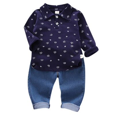Autumn Shirt Trouser Set Children Baby Boys Casual Long Sleeve Crown Pattern Shirt TopsDenim Pants Set
Autumn Shirt Trouser Set Children Baby Boys Casual Long Sleeve Crown Pattern Shirt TopsDenim Pants Set