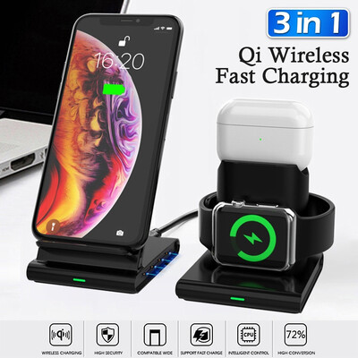 3 In 1 Qi Wireless Charger Stand Usb Charger Fast Charging Dock Station for iWatch Airpods Mobile Phone
3 In 1 Qi Wireless Charger Stand Usb Charger Fast Charging Dock Station for iWatch Airpods Mobile Phone