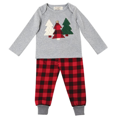 Fashion Autumn Cotton Printed 3 Tree O-neck Children Printed Long Sleeve T-shirt Long Black And Red Grid Pants Set Clothes Kid
Fashion Autumn Cotton Printed 3 Tree O-neck Children Printed Long Sleeve T-shirt Long Black And Red Grid Pants Set Clothes Kid