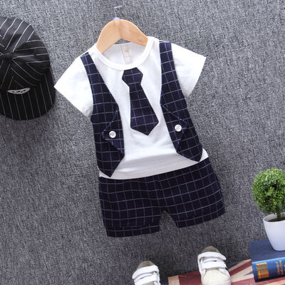 Summer Baby Boys Clothes Short Sleeve Fake 2 Piece Gentle Plaid Print Tops T-shirtShorts Casual Outfits Sets
Summer Baby Boys Clothes Short Sleeve Fake 2 Piece Gentle Plaid Print Tops T-shirtShorts Casual Outfits Sets