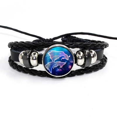 Retro Leather Rope Twelve Constellations Time Gem Weaving Bracelet Fashion Wild Men Women Accessories
Retro Leather Rope Twelve Constellations Time Gem Weaving Bracelet Fashion Wild Men Women Accessories