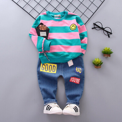 Autumn Baby Boy Girl 2pcs Sets Striped Print Long Sleeve Sweatshirt Blouse Letters Trousers Casual Outfits Clothes
Autumn Baby Boy Girl 2pcs Sets Striped Print Long Sleeve Sweatshirt Blouse Letters Trousers Casual Outfits Clothes