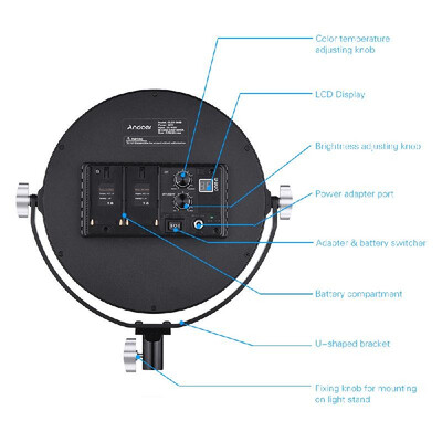 Andoer OLED-260S 3200K-5600K Bi-Color Temperature Dimmable LED Video Light Fill Light CRI 95 30W Output Adjustable Brightness
Andoer OLED-260S 3200K-5600K Bi-Color Temperature Dimmable LED Video Light Fill Light CRI 95 30W Output Adjustable Brightness