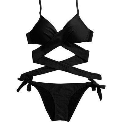 Women Summer New Style Personality Sexy Lace Up Solid Color Concise Cross-Tie Bikinis Set Polyester Beach Vacation
Women Summer New Style Personality Sexy Lace Up Solid Color Concise Cross-Tie Bikinis Set Polyester Beach Vacation