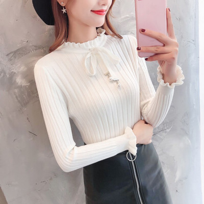 Women Sweater Autumn Long Sleeve Bow Collar 2019 Casual Slim Elegant Sweater Winter Knitted Sweater Lace Up Female Pullover
Women Sweater Autumn Long Sleeve Bow Collar 2019 Casual Slim Elegant Sweater Winter Knitted Sweater Lace Up Female Pullover