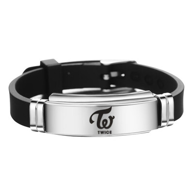 KPOP TWICE Signature Lettering Adjustment Strap Stainless Steel Silicone Bracelet Unisex Sports Bracelet Hot Gift for Fans
KPOP TWICE Signature Lettering Adjustment Strap Stainless Steel Silicone Bracelet Unisex Sports Bracelet Hot Gift for Fans