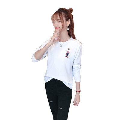 Womens T-shirt Cartoon Print Pullover Round Neck Long-sleeved Casual T-shirt Tops
Womens T-shirt Cartoon Print Pullover Round Neck Long-sleeved Casual T-shirt Tops