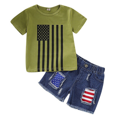 2PcsSet Summer Baby Boys Casual Short Sleeve Star Striped Print T-shirt TopsDenim Shorts Costume Set
2PcsSet Summer Baby Boys Casual Short Sleeve Star Striped Print T-shirt TopsDenim Shorts Costume Set