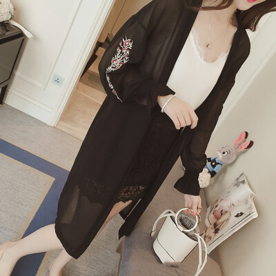 Women Chiffon Summer Blouse Floral Embroidery Kimono Cardigan Sleeve Long Shirt Women Cardigan
Women Chiffon Summer Blouse Floral Embroidery Kimono Cardigan Sleeve Long Shirt Women Cardigan