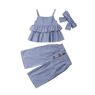 Toddler Baby Girls Clothes off shoulder Pullover Sleeveless Strap Tops Striped Pants 2pc kids cotton Outfits Summer Hot Sale
Toddler Baby Girls Clothes off shoulder Pullover Sleeveless Strap Tops Striped Pants 2pc kids cotton Outfits Summer Hot Sale