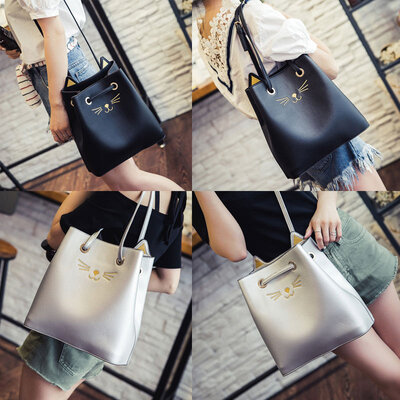 Fashion Women Large Capacity PU Shoulder Bag Cute Cat Pattern Handbag Messenger Crossbody Tote Bucket Bag BlackSilver
Fashion Women Large Capacity PU Shoulder Bag Cute Cat Pattern Handbag Messenger Crossbody Tote Bucket Bag BlackSilver