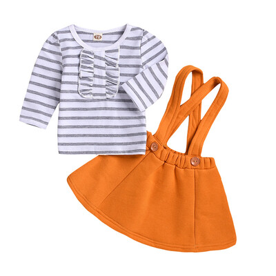 2Pcs Spring Autumn Cute Fashion Children Clothes Set Baby Girl Striped Long Sleeve Top And Solid Color Suspender Skirt Set
2Pcs Spring Autumn Cute Fashion Children Clothes Set Baby Girl Striped Long Sleeve Top And Solid Color Suspender Skirt Set