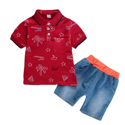Childrens Cute Leaf Glasses Print Lapel ShortT-shirt TopsDenim Shorts 2PCS Outfits Kids Suits Sleeve Shorts Suit
Childrens Cute Leaf Glasses Print Lapel ShortT-shirt TopsDenim Shorts 2PCS Outfits Kids Suits Sleeve Shorts Suit