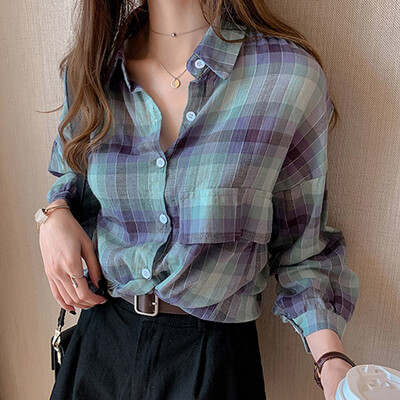 Plus Size Fashion Women Tops&Blouses Female Casual Loose Blouse Long Sleeve Button Plaid Shirt Top blusas mujer de moda 2019
Plus Size Fashion Women Tops&Blouses Female Casual Loose Blouse Long Sleeve Button Plaid Shirt Top blusas mujer de moda 2019
