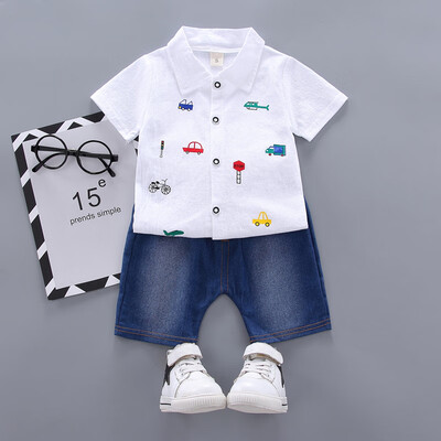 Baby Clothes Boys Clothes Summer Casual Short Sleeve Cartoon Car Print T-shirt TopsDenim Shorts Costume Set New
Baby Clothes Boys Clothes Summer Casual Short Sleeve Cartoon Car Print T-shirt TopsDenim Shorts Costume Set New